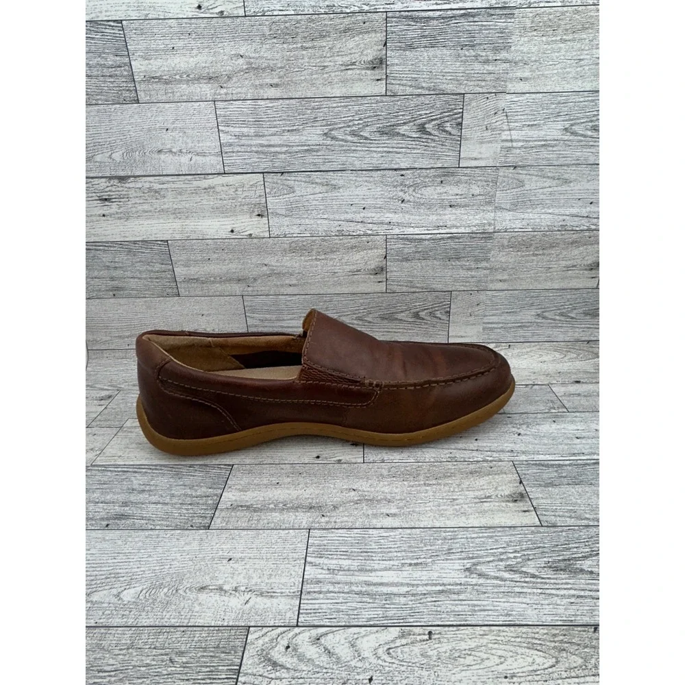 Born Men Brown Leather Moc Toe Slip On Loafers Shoes H44116 Size 9.5‎ M